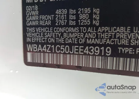 2018 BMW 430I from USA, damaged, VIN WBA4Z1C50JEE43919